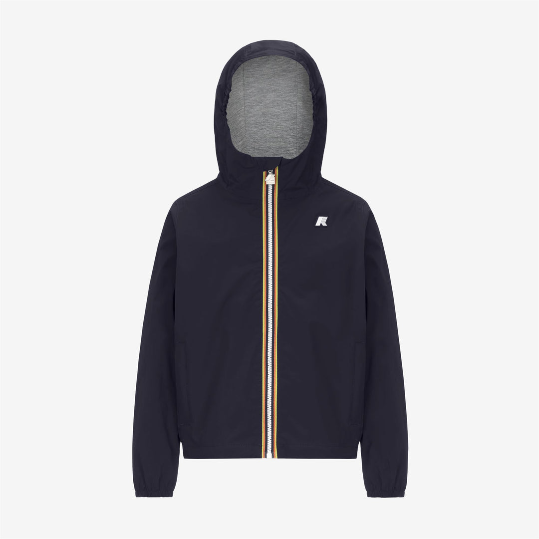 Chaqueta impermeable de nylon elástico para niños en azul con detalles elásticos main
