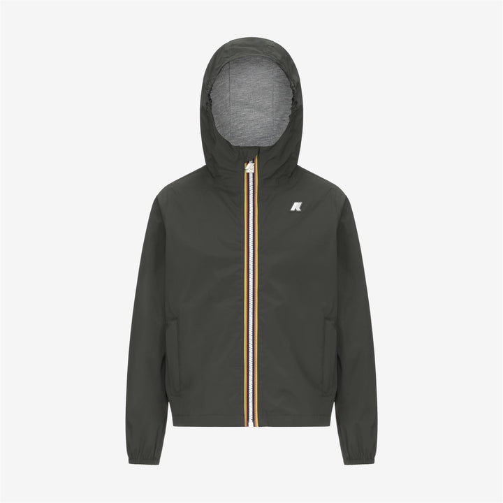 Chaqueta de nylon elástica impermeable verde oscuro para niños 5
