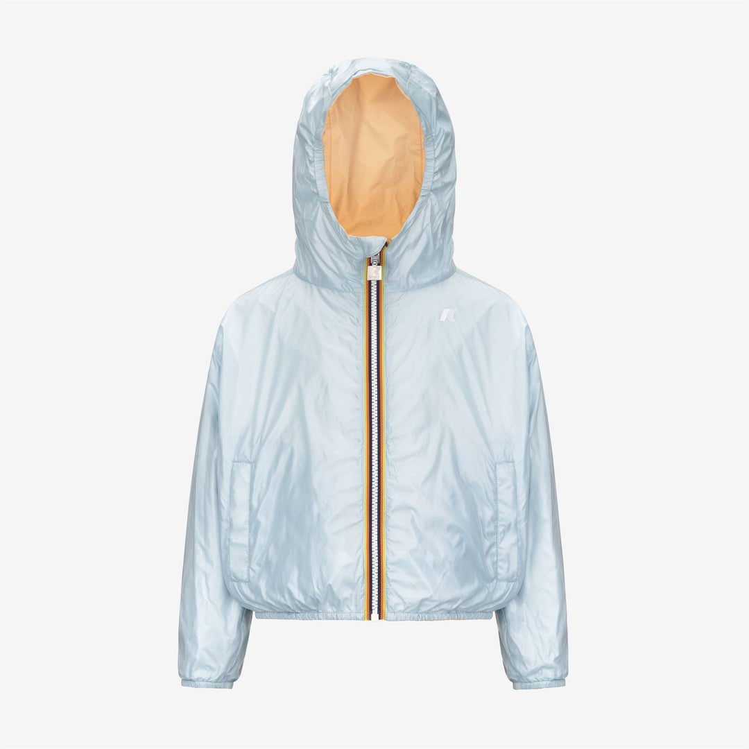 Chaqueta corta impermeable reversible azul beige para niñas main