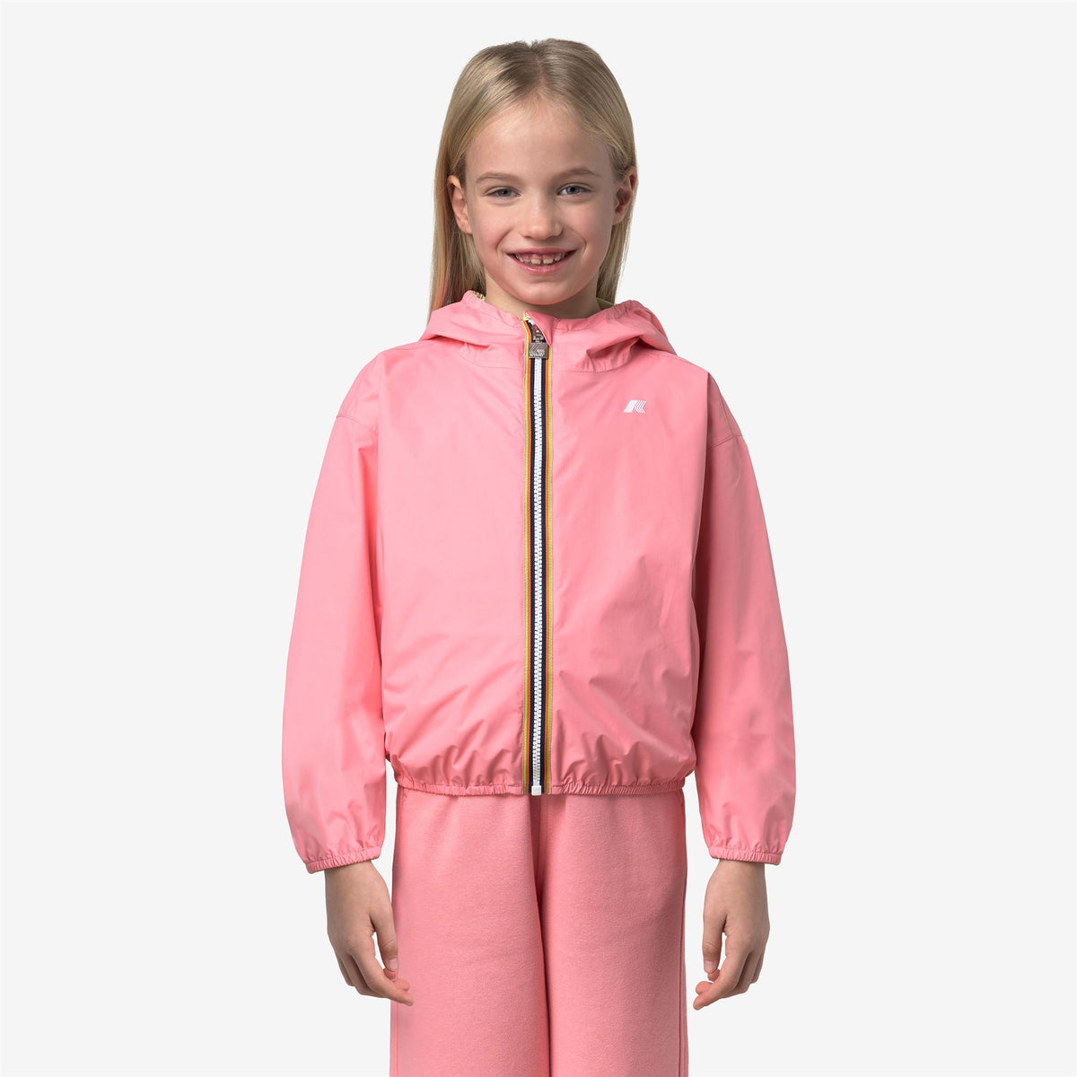 Jackets_Girl_P. LAURETTE PLUS.2 DOUBLE_Short_Pink Geranium - Yellow Lime - Commercial 4