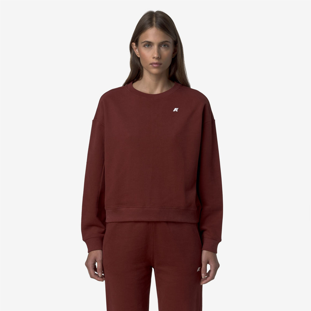 Suéter polar rojo para mujer con cuello redondo y ajuste cómodo main