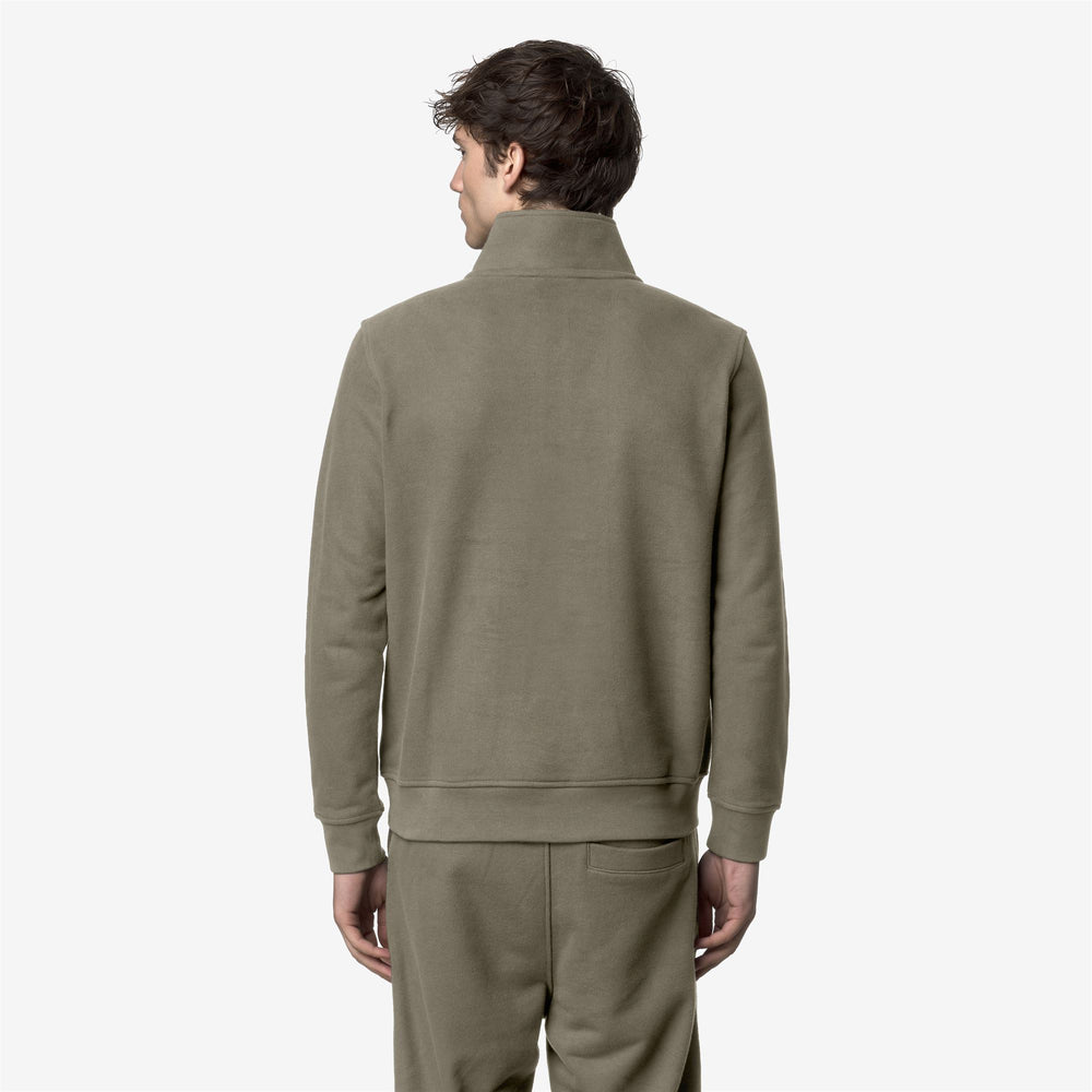 Green oak Men's Fleece Pull Over with High Collar 02