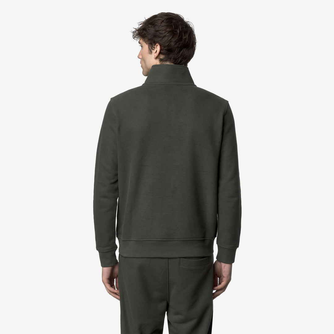 Dark green Men's Fleece Pullover with High Collar and Zip main