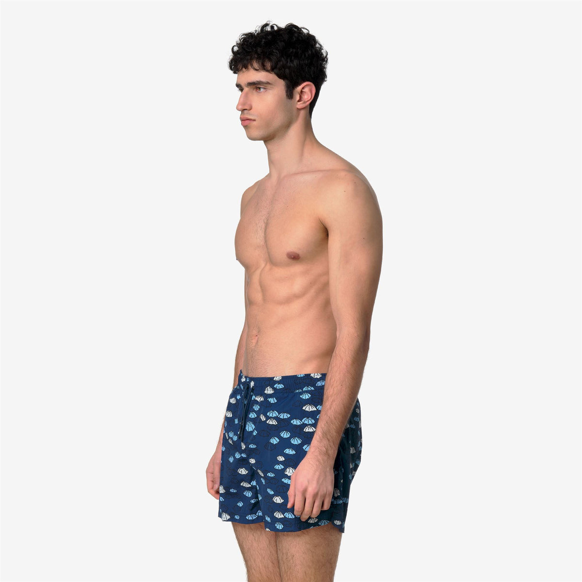 Bathing Suits_Man_HAZEL AOP_Swimming Trunks_Blue Insignia - Commercial 5