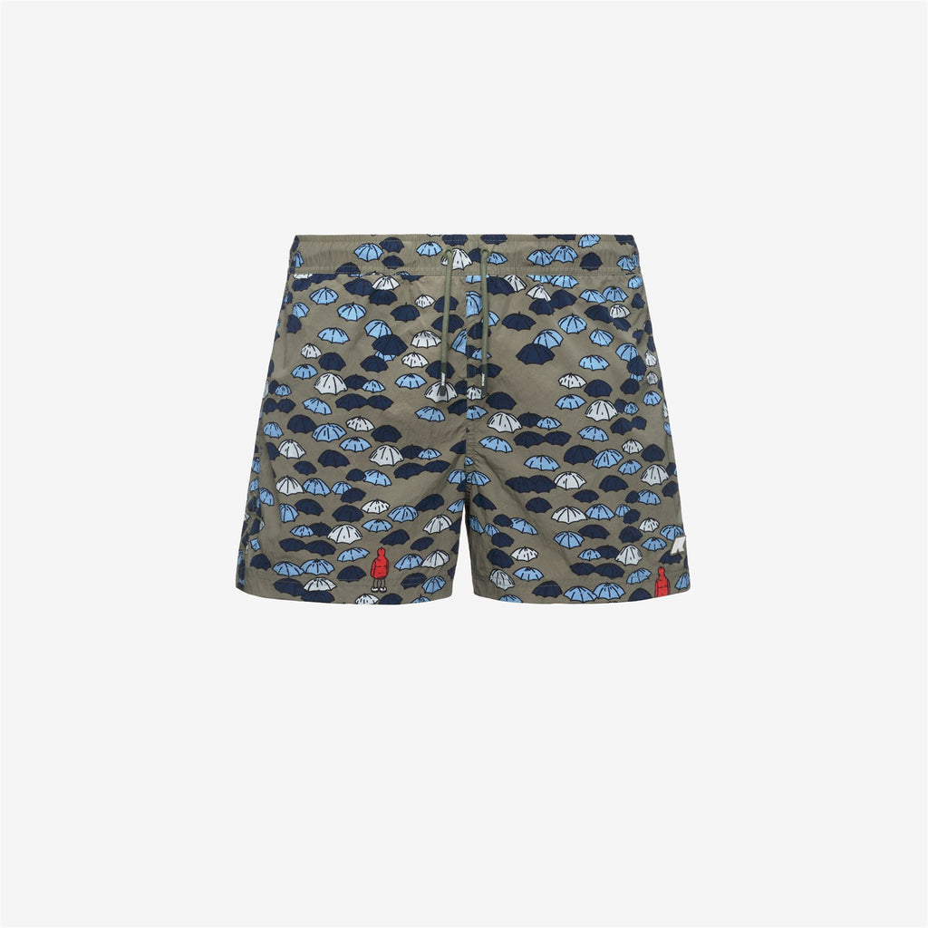 Bathing Suits_Man_HAZEL AOP_Swimming Trunks_Green Lichen - Commercial 1