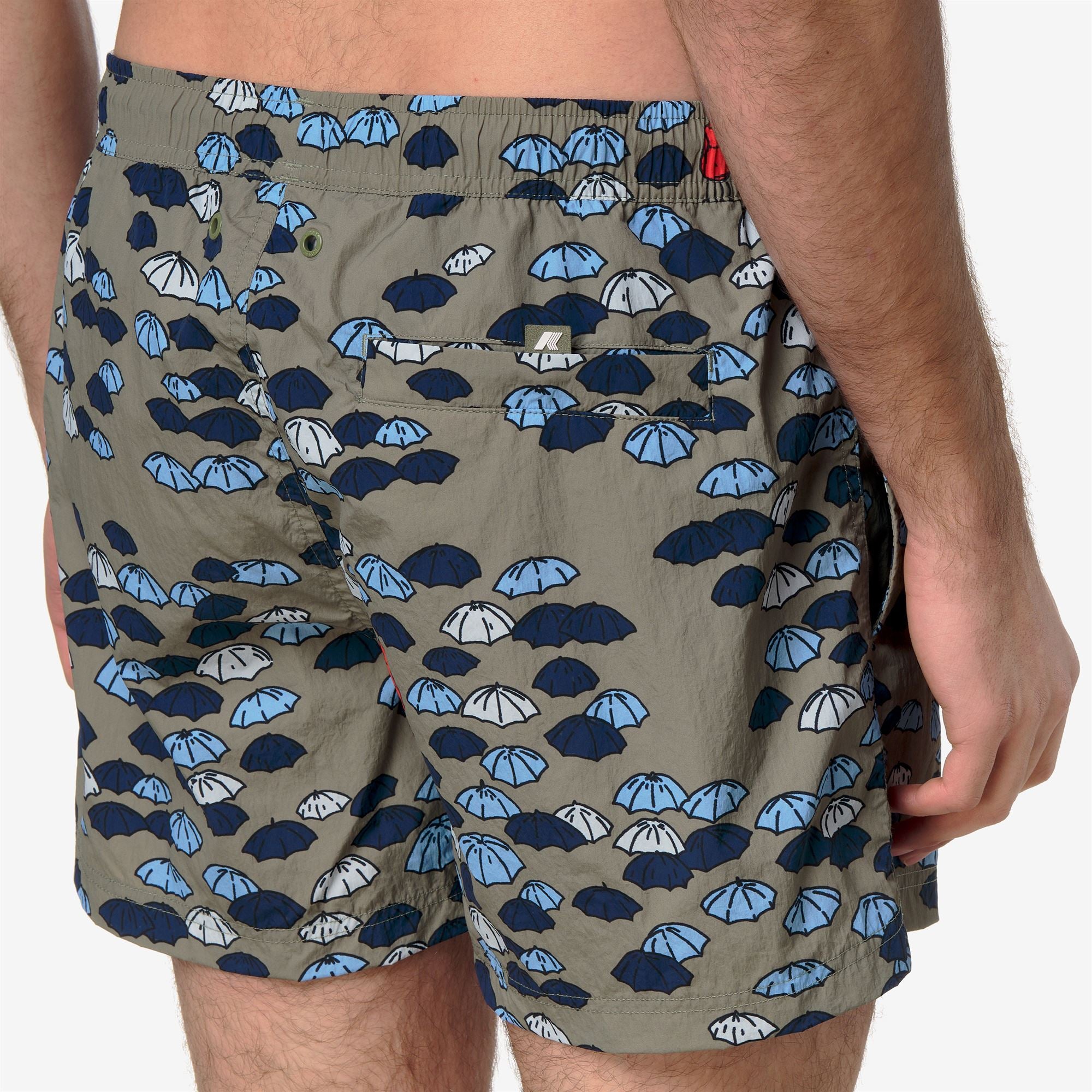 Bathing Suits_Man_HAZEL AOP_Swimming Trunks_Green Lichen - Commercial 7