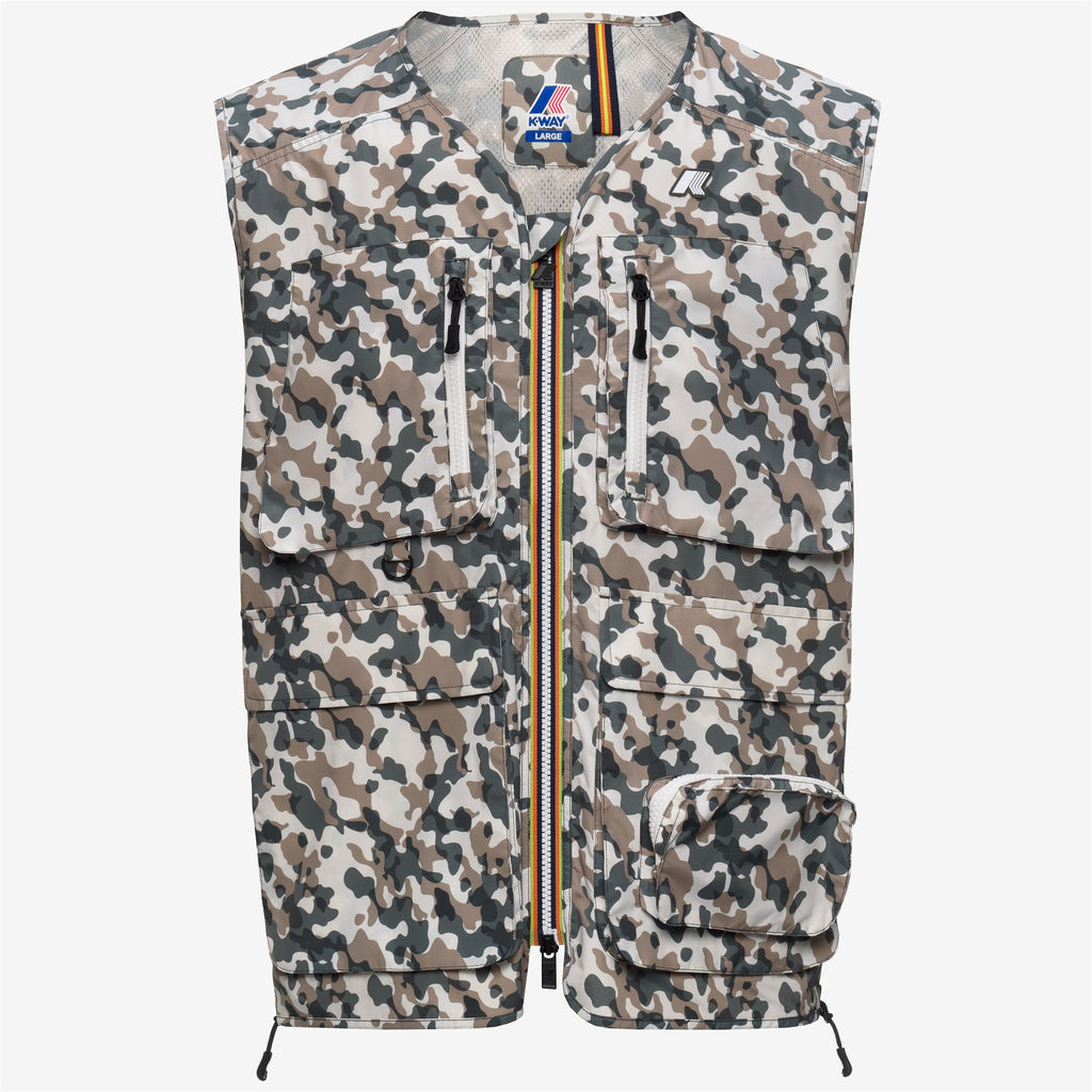 Jackets_Unisex_ALLOS GRAPHIC CITADIUM_Vest_White Gardenia - GREEN BLACKISH  - Beige Khaki - Commercial 1
