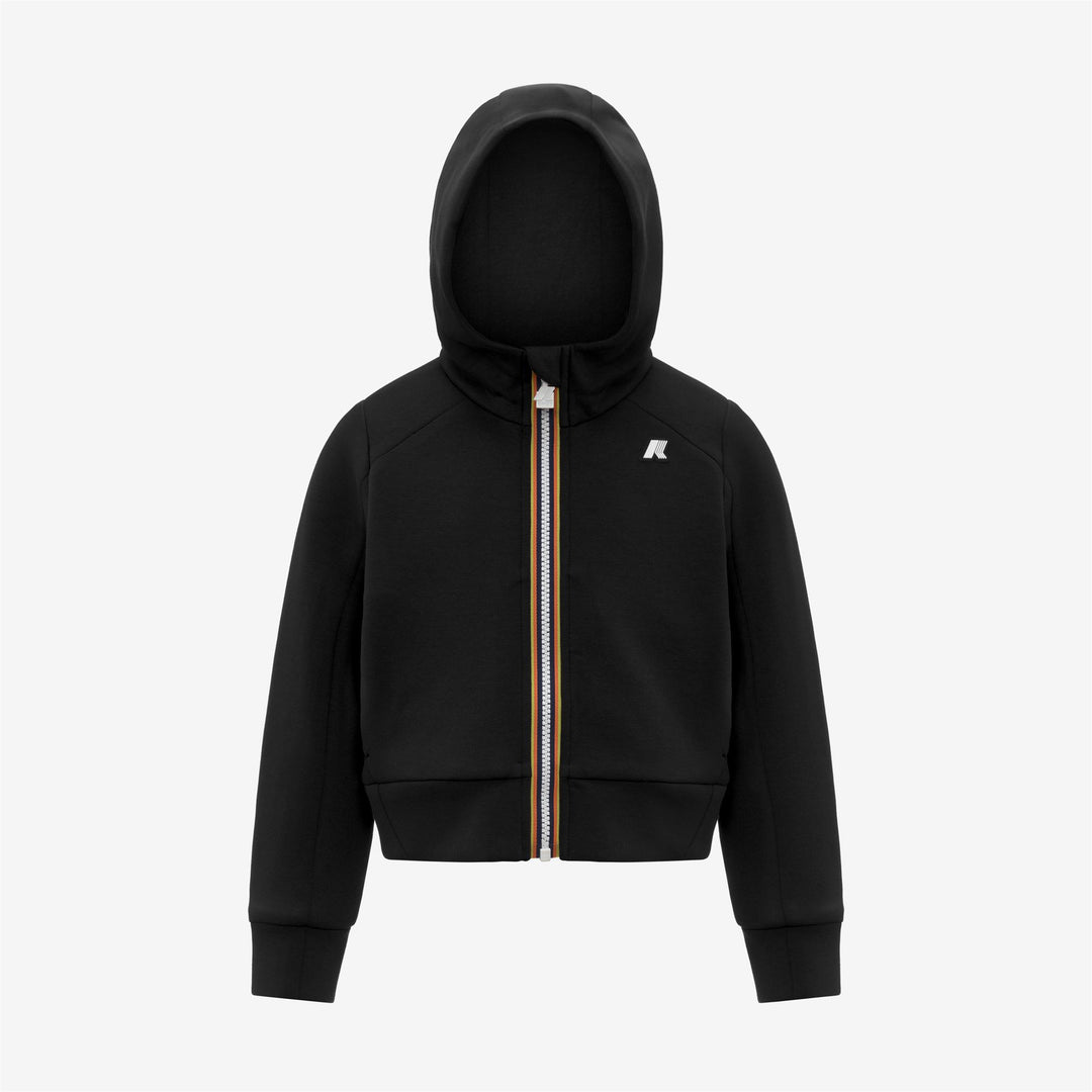 Sudadera deportiva negra con cremallera completa y bolsillos para niña 01