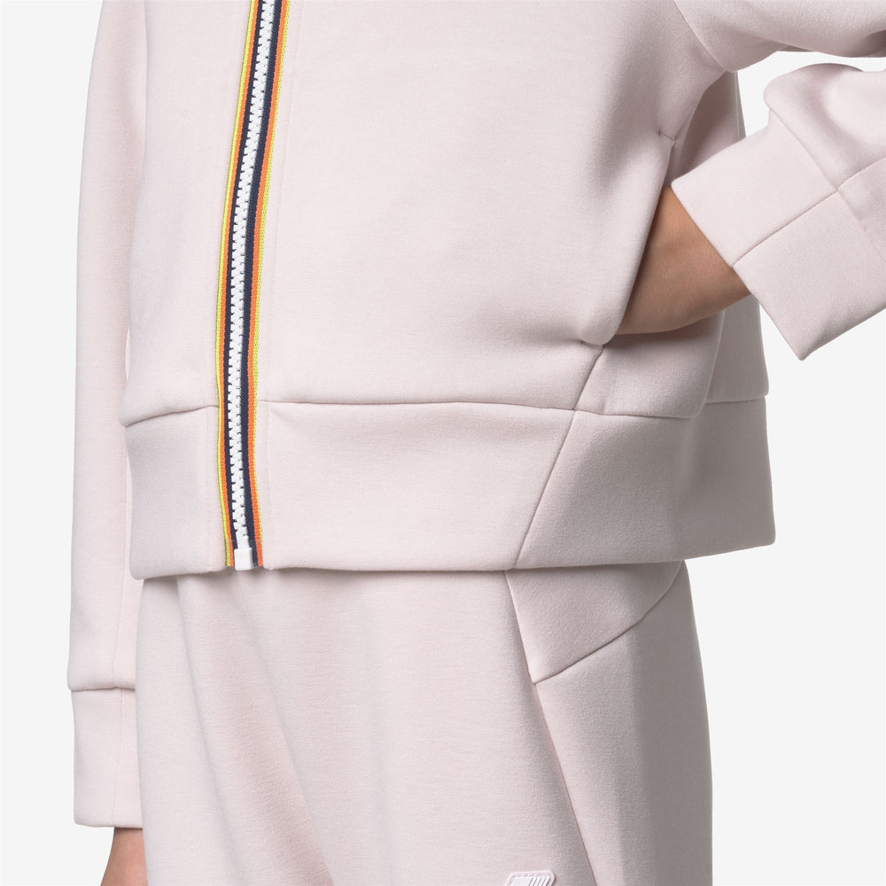 Sudadera con capucha de forro polar con cremallera completa y bolsillos para niña en color gris rosa 02