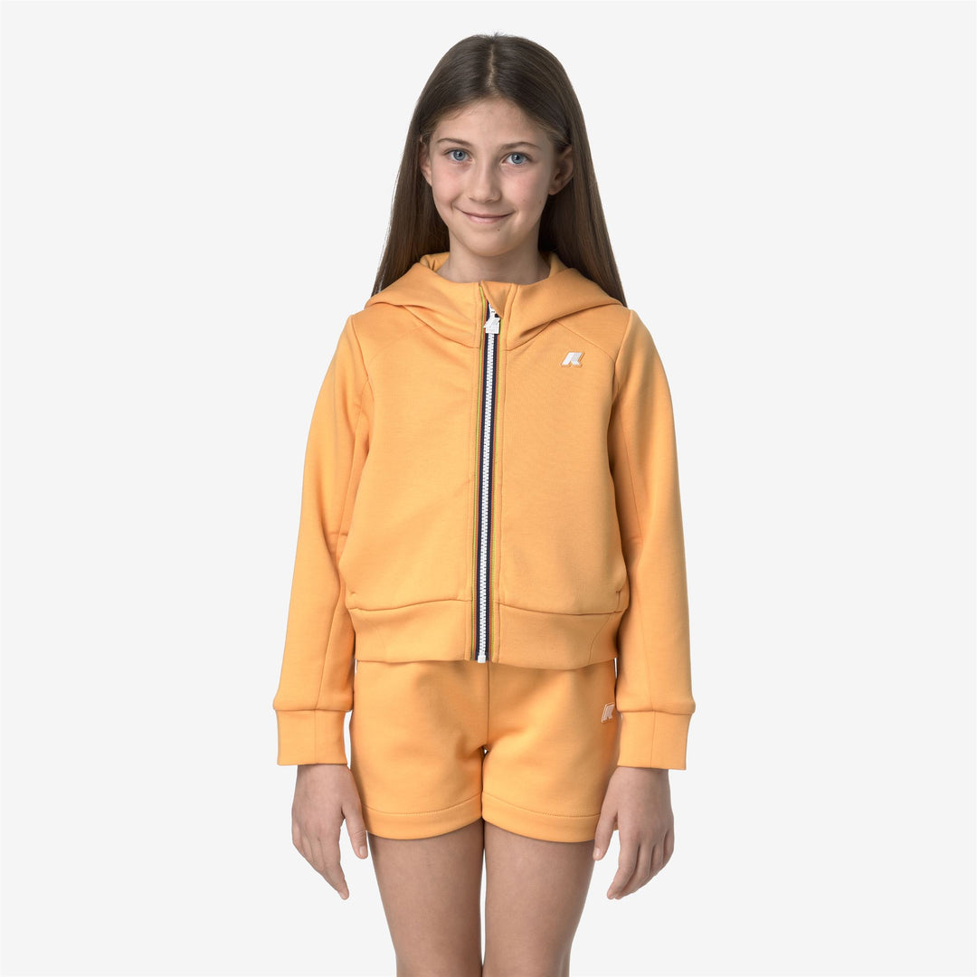 Felpa con Zip Completa Fleece Arancione Ambra per Ragazze main