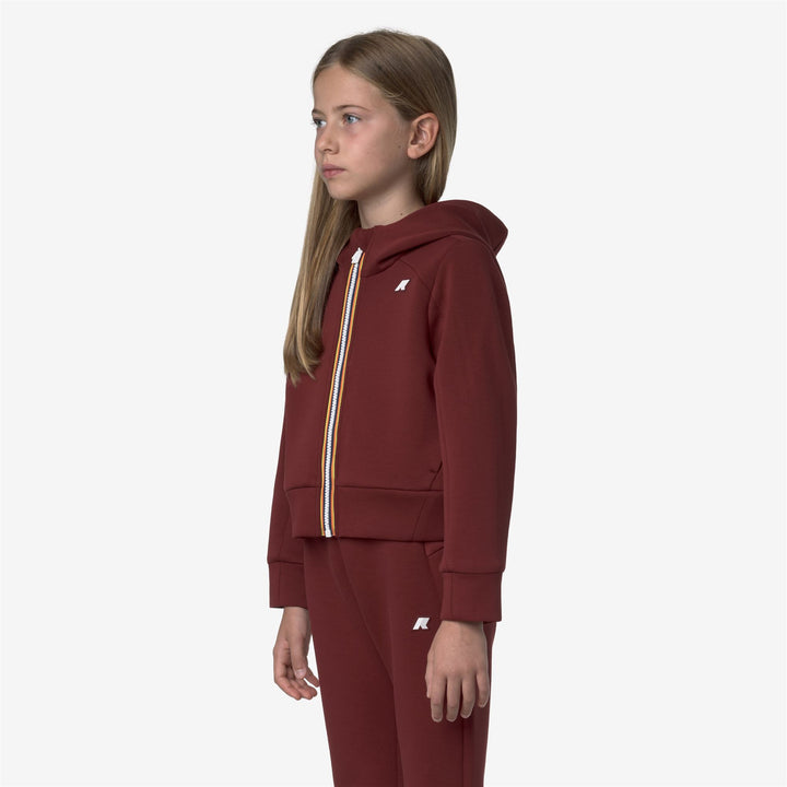 Felpa con cappuccio in pile con zip intera, tasche e tessuto elasticizzato, rossa per ragazze 4