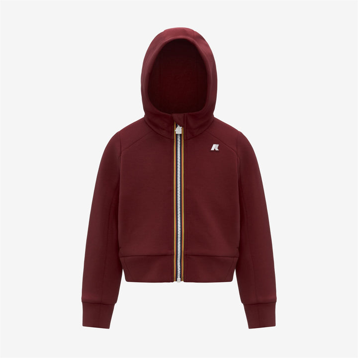 Felpa con cappuccio in pile con zip intera, tasche e tessuto elasticizzato, rossa per ragazze 1