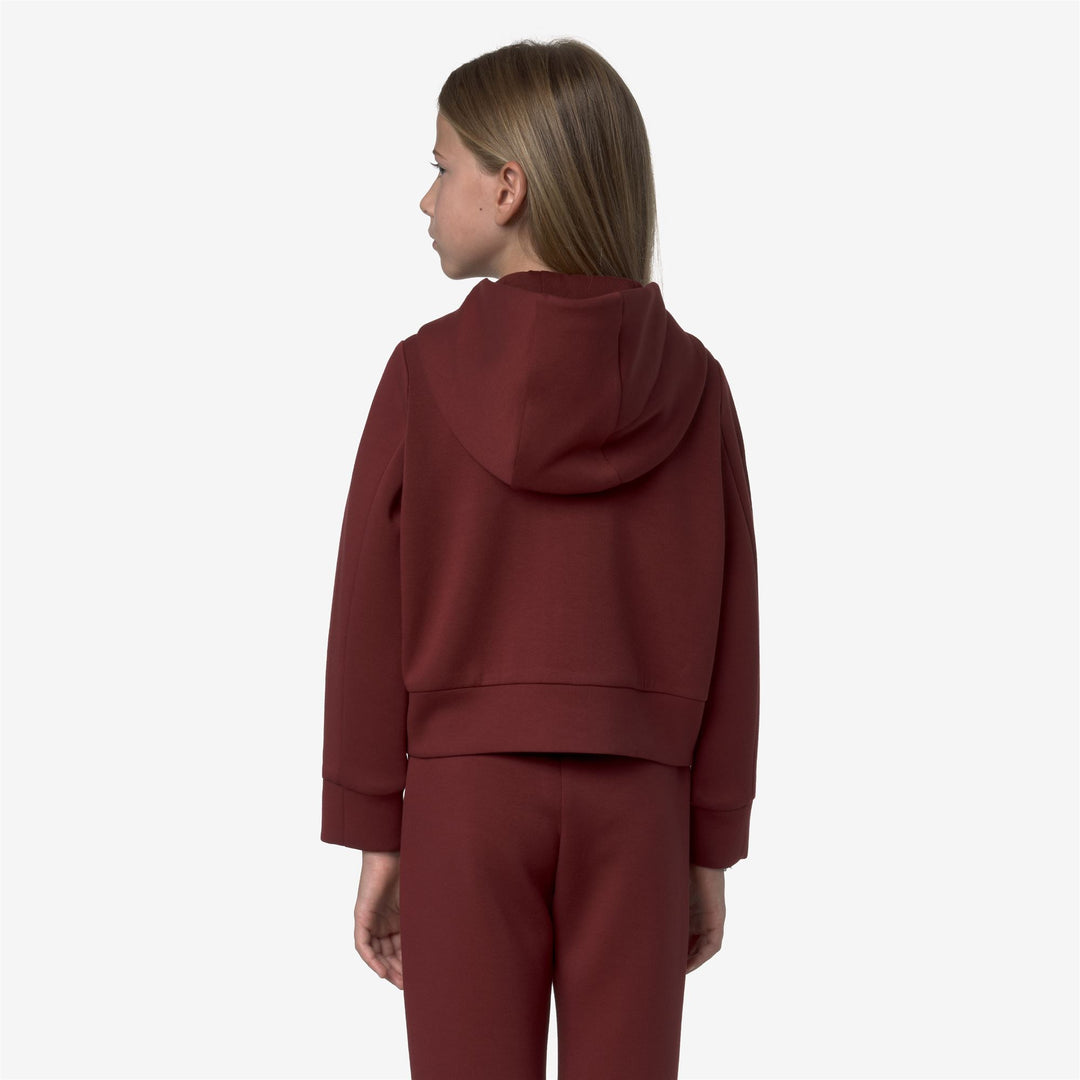 Felpa con cappuccio in pile con zip intera, tasche e tessuto elasticizzato, rossa per ragazze main