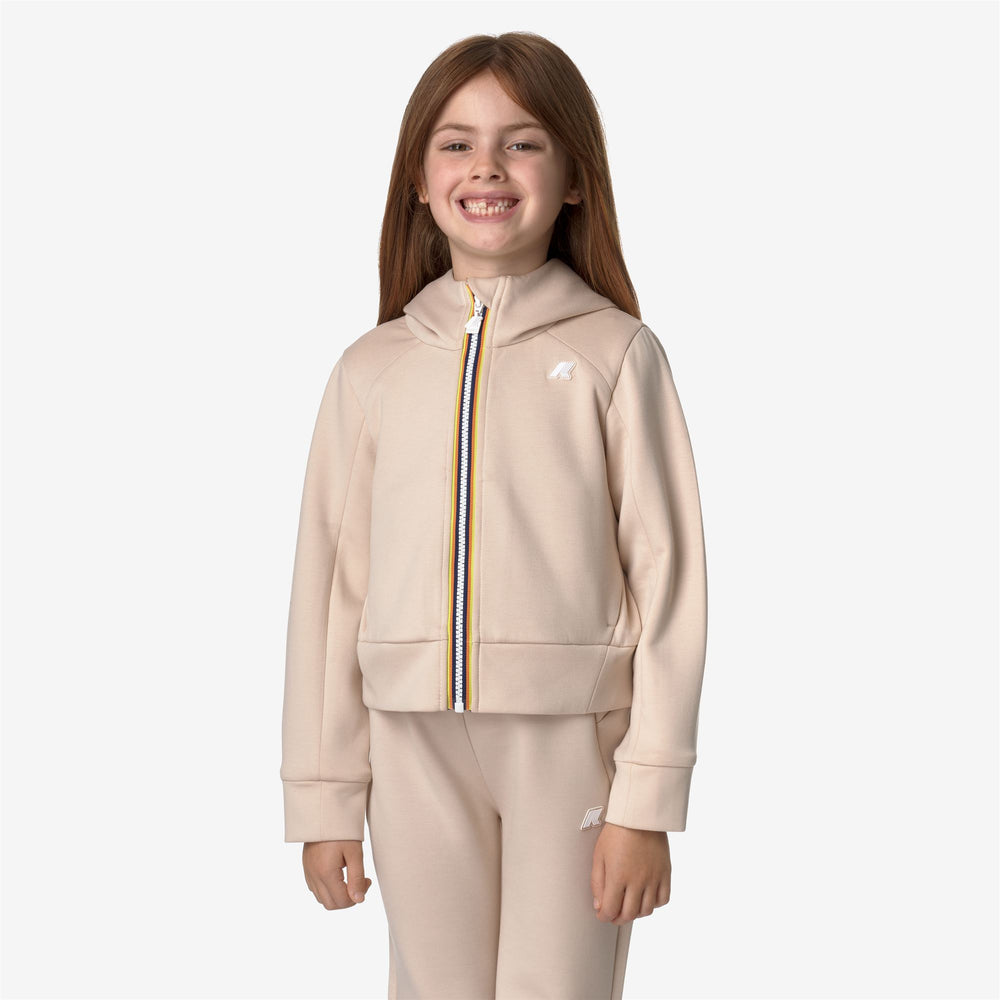 Pink Orange Girl's Full Zip Fleece Hoodie with Pockets 02