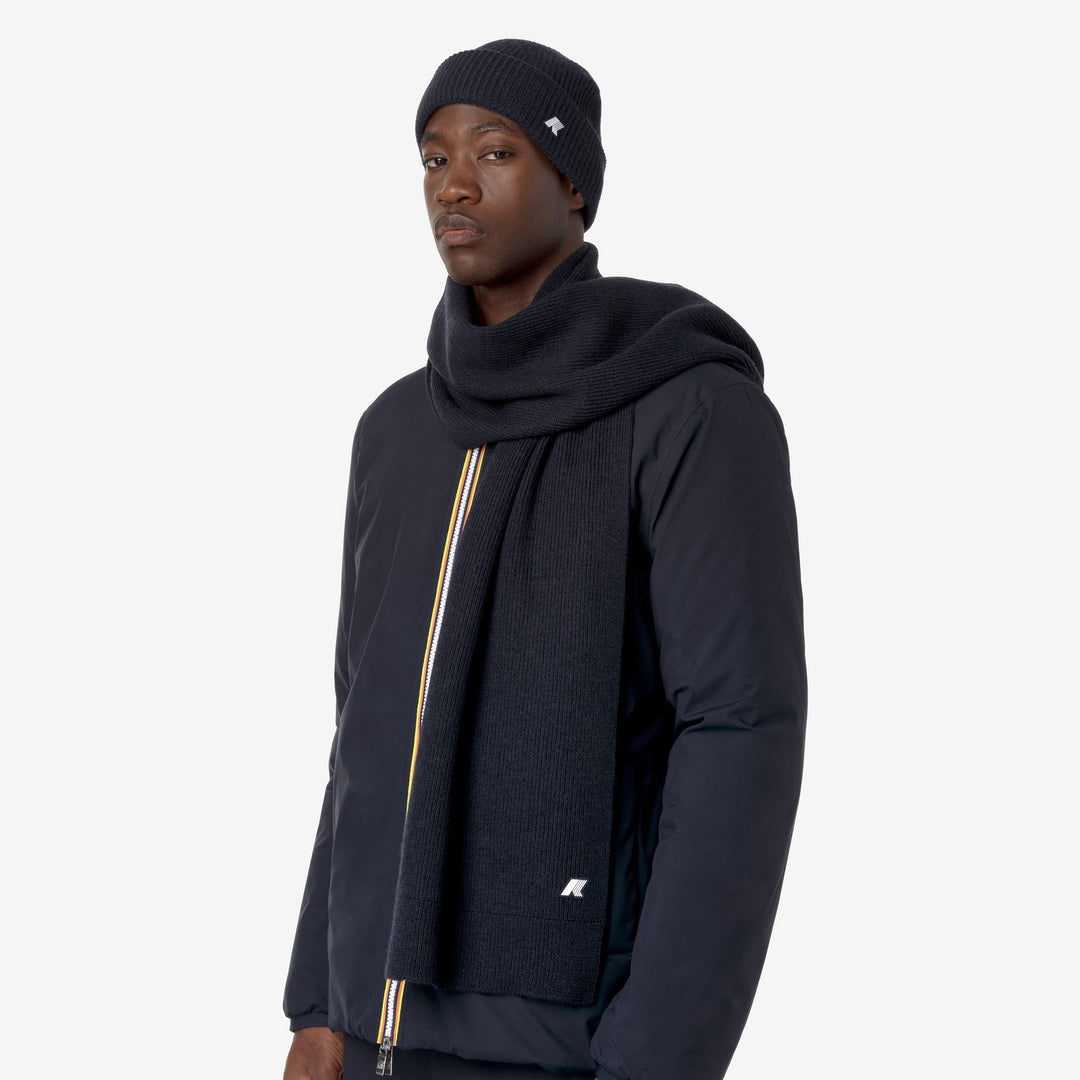 Bufanda de lana unisex azul melange para calidez invernal main