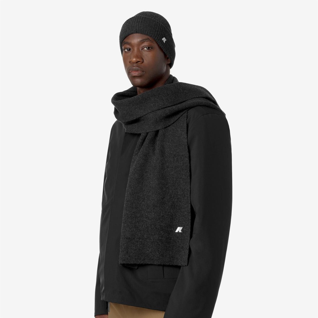 Grey Black Unisex Wool Scarf for Warmth and Style 01