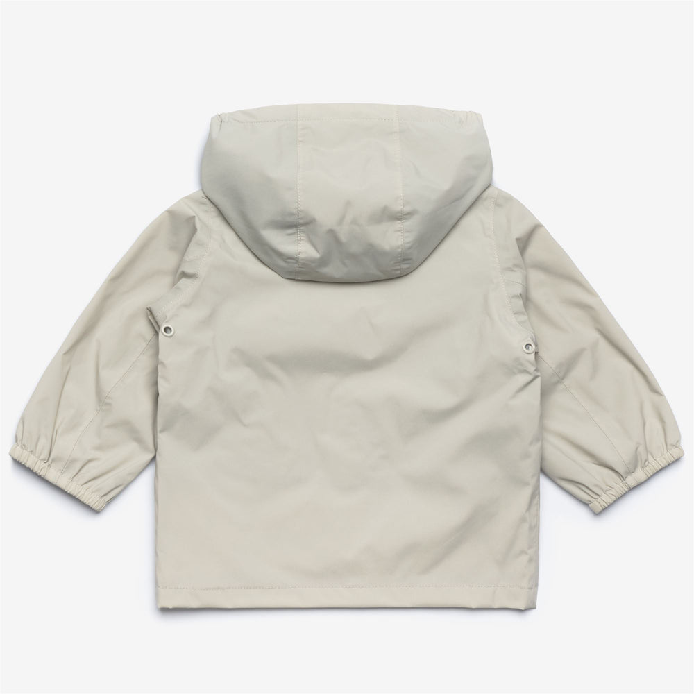 Beige Grey Kids Waterproof Stretch Nylon Jacket 02