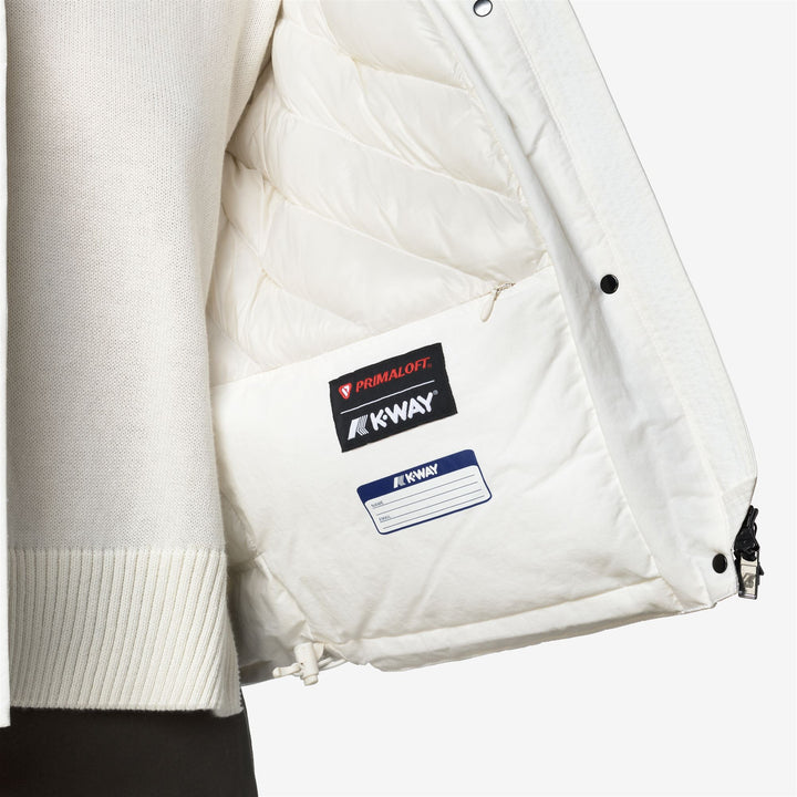 Giacca corta da donna bianca a trapezio con isolamento PrimaLoft 3