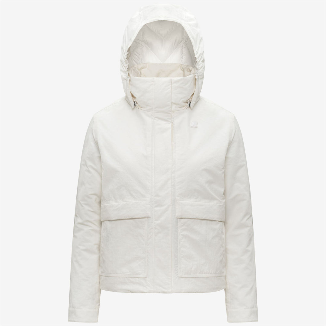 Chaqueta corta blanca de corte A para mujer con aislamiento PrimaLoft 01