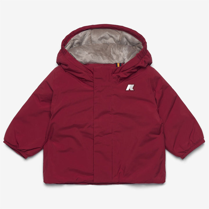 Red unisex Kids' Short Waterproof Jacket with Teddy Lining 1