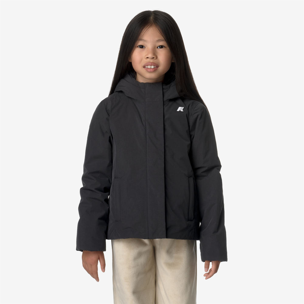 Black Blue Girls Warm Short Jacket with Soft Touch Material 02