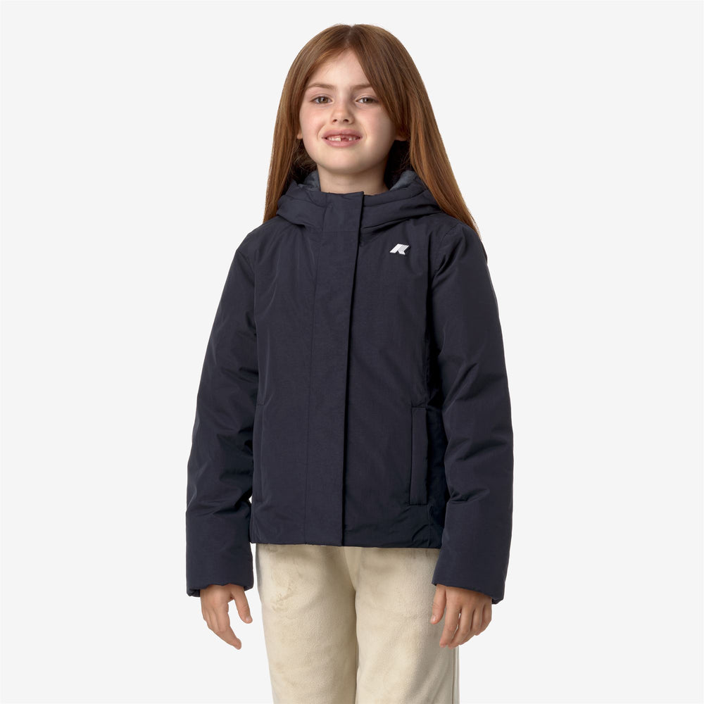 Blue Girl's Warm Short Jacket with Soft Touch Marmotta Fabric 02