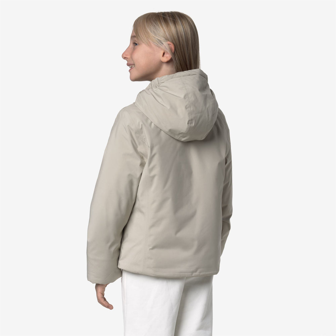 Beige girl's Short Waterproof Jacket with Hood and Insulation main