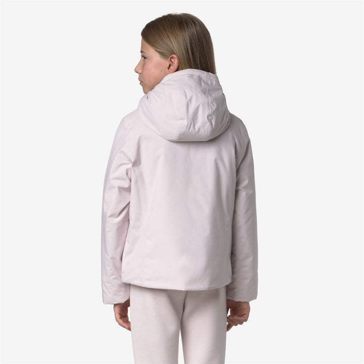 Grey girl's short jacket with soft touch and recycled padding 5