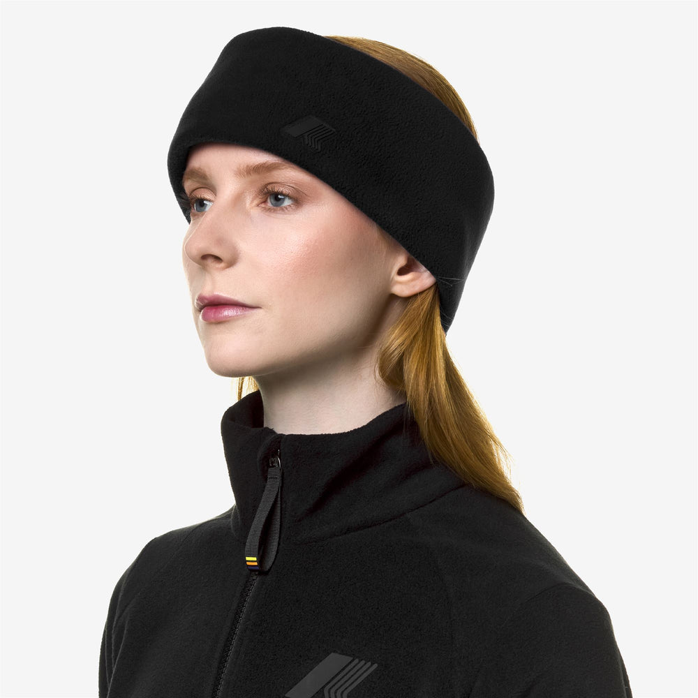 Black Grey Unisex Ski Headband in Soft Polyester 02