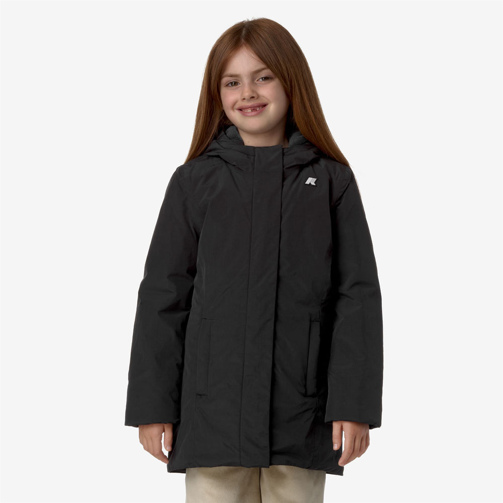 Black Grey Girls' Warm Mid Jacket with Soft Touch Marmotta 02