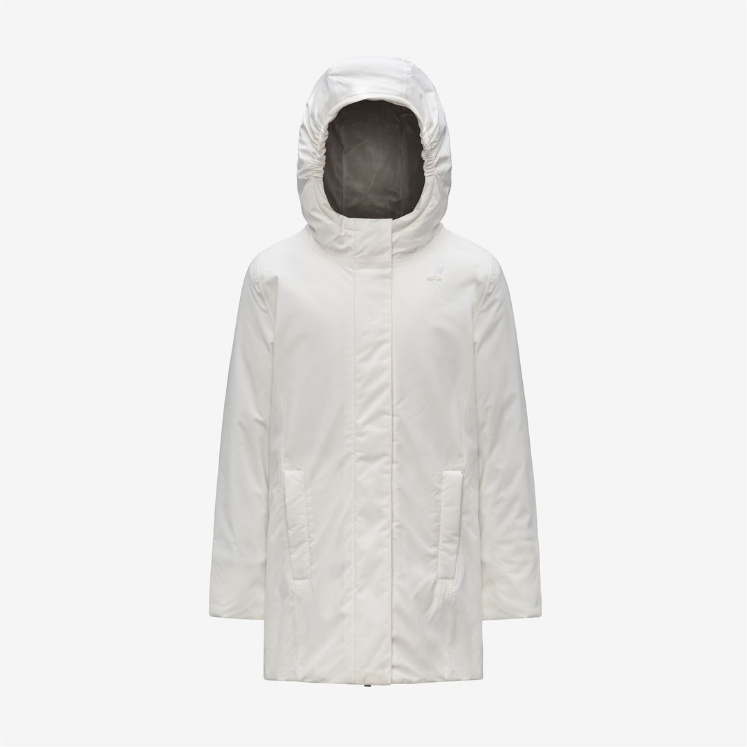 Giacca impermeabile bianca di media lunghezza con isolamento per ragazze 01