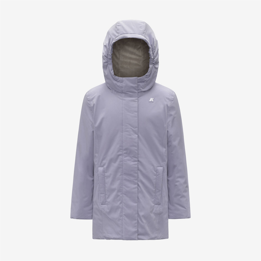 Violet girl's mid-length waterproof jacket with PrimaLoft insulation 01