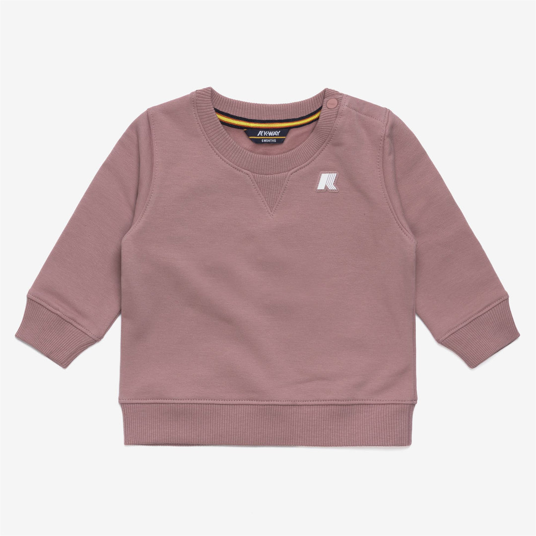 Completo unisex in pile di cotone per bambini, con maglione e pantaloni, color marrone rosato main
