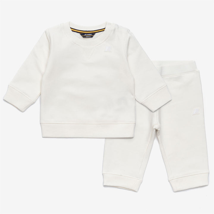 Completo felpa e pantaloni in pile unisex bianco per bambini 1