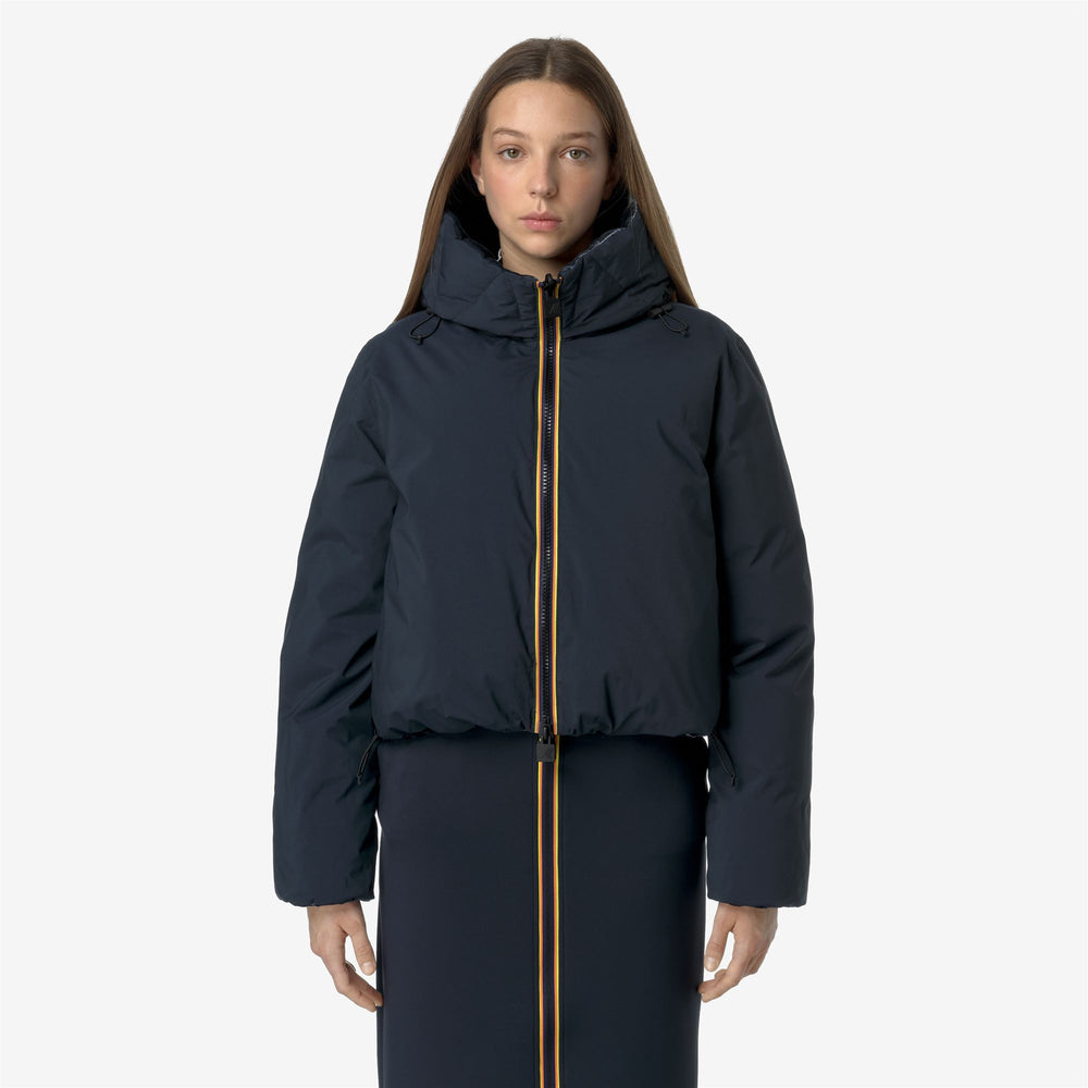 Grey Black Women's Reversible Short Jacket with Recycled Down Padding 02