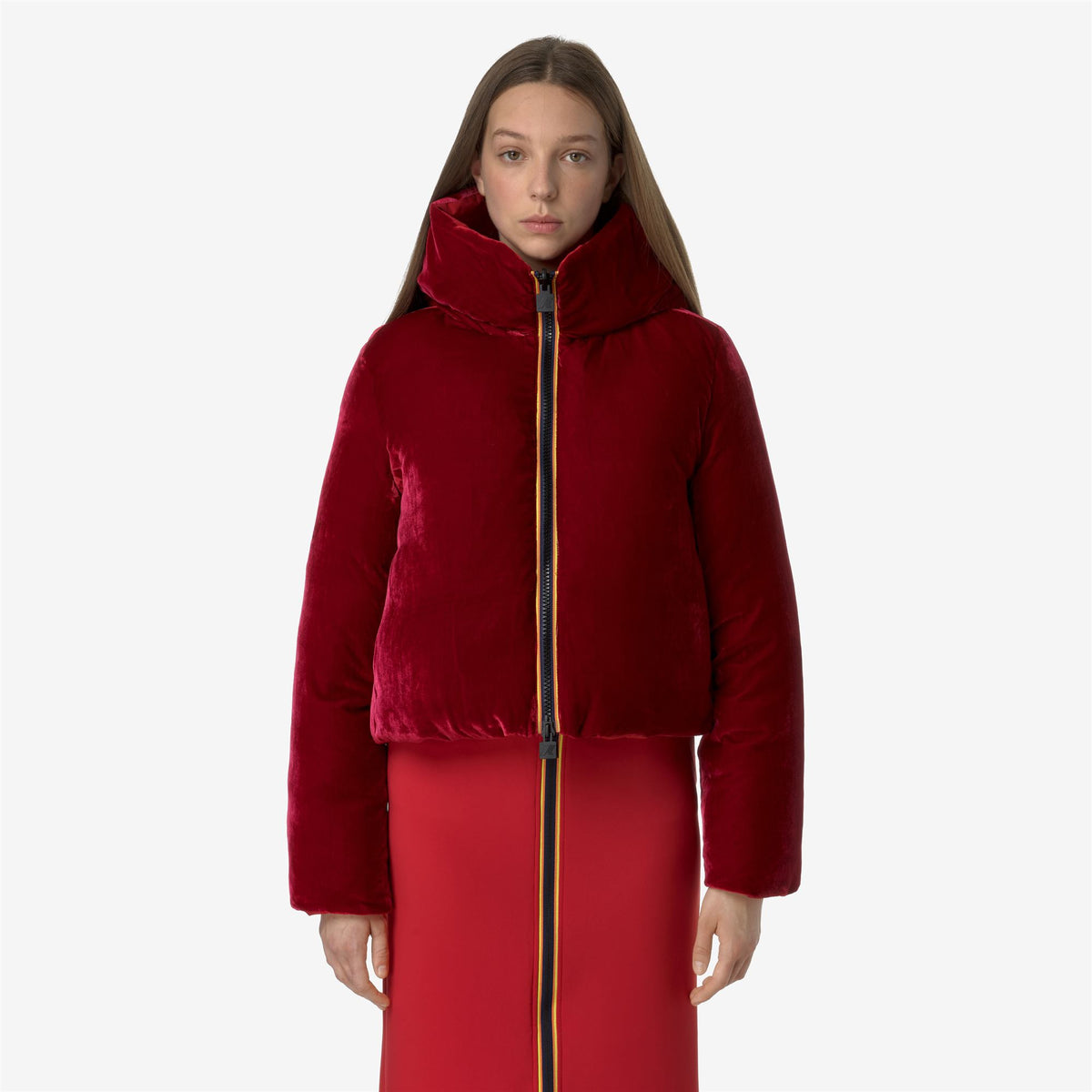 Jackets_WOMAN_BRIEN VELVET THERMO DOUBLE_Short_RED EMBOLDENED - Commercial 4