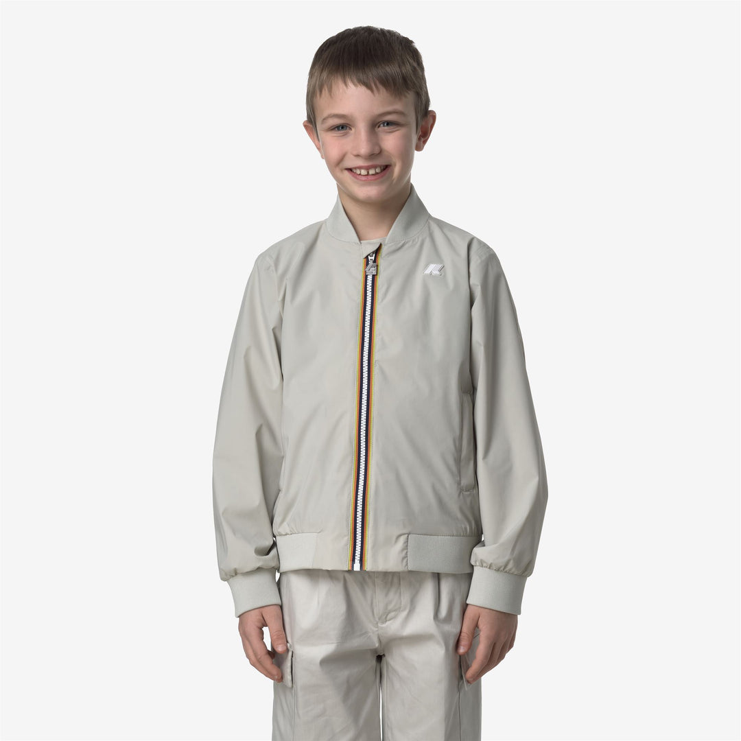 Beige Grey Unisex Kids Mid Jacket for Variable Weather 01