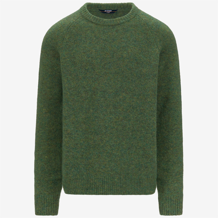 Green men's knit crewneck pullover sweater with merino wool 5