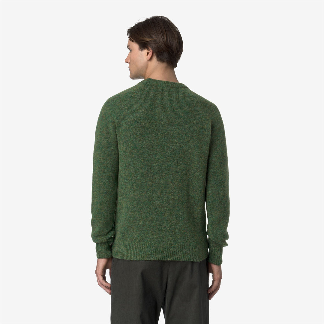 Maglione girocollo da uomo in maglia verde con lana merino main