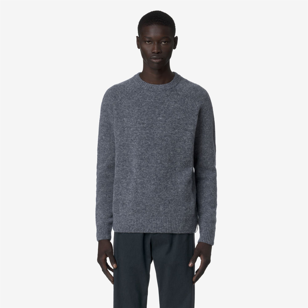 Maglione girocollo a trecce blu da uomo main