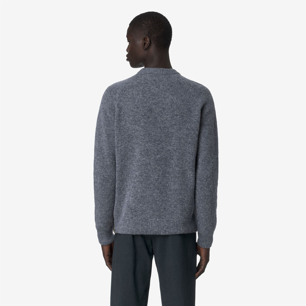 Blue men's cable-knit crewneck sweater 02