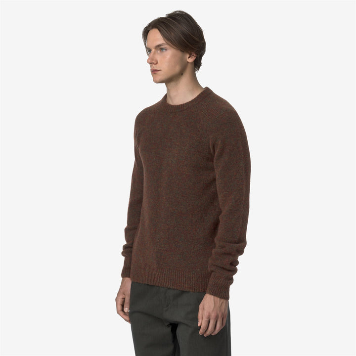 Brown Men's Cable Knit Crewneck Sweater 2