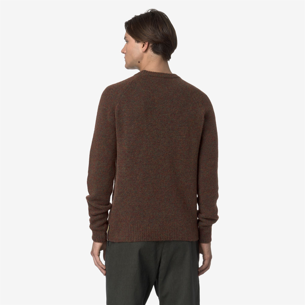 Brown Men's Cable Knit Crewneck Sweater 02