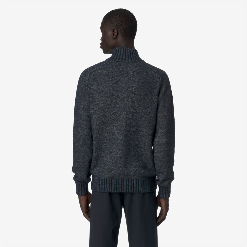 Green men's premium merino wool pullover sweater with half-zip 02