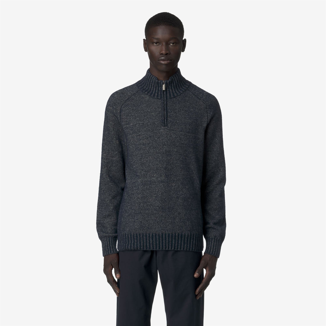 Maglione pullover da uomo in lana merino premium verde con mezza cerniera main