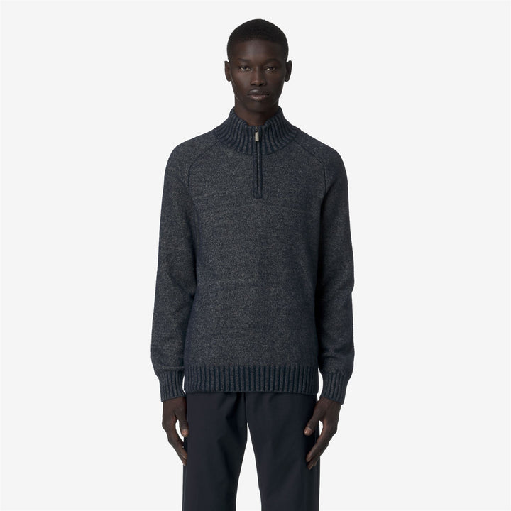 Maglione pullover da uomo in lana merino premium verde con mezza cerniera 3