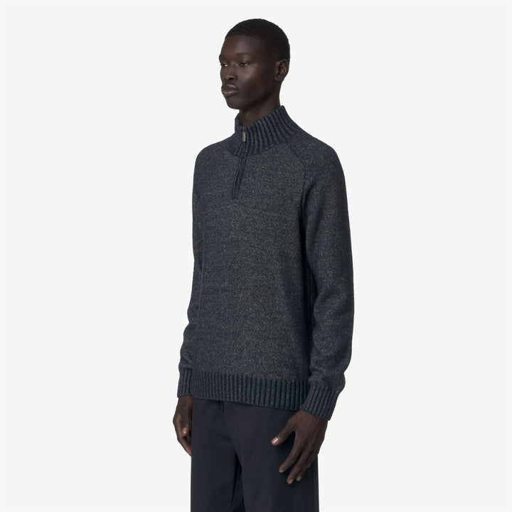 Maglione pullover da uomo in lana merino premium verde con mezza cerniera 4