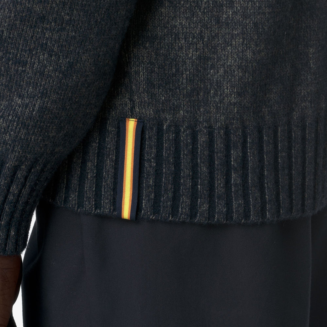 Maglione pullover da uomo in lana merino premium verde con mezza cerniera main