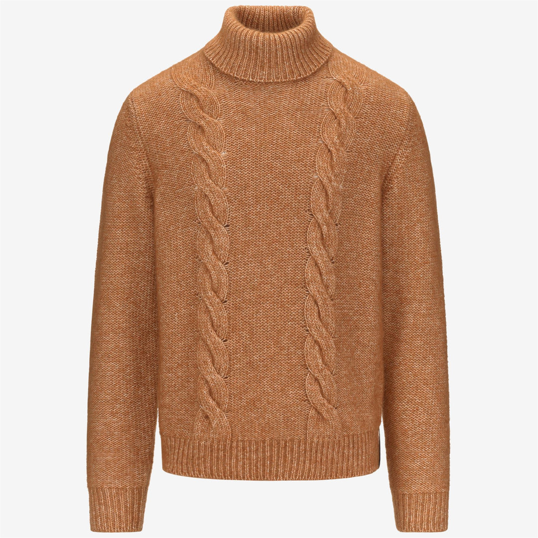 Orange Men's Cable-Knit Sweater with Alpaca Blend 01