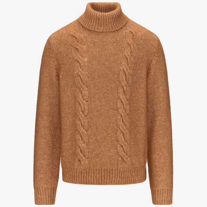 Maglione arancione da uomo in maglia a trecce con misto alpaca 1